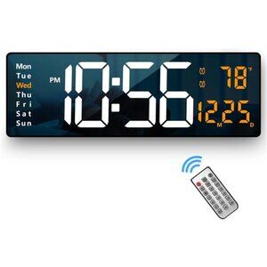 Digital Wall Clock Large Display 16.2 Inch LED Digital Clock with Remote Control